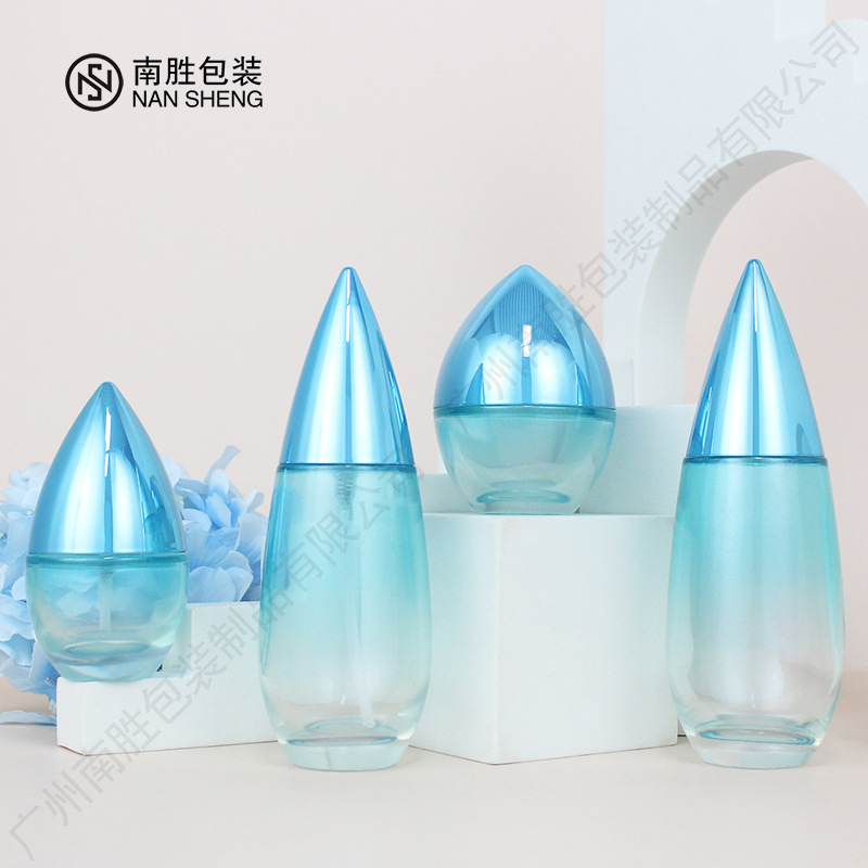 Skin Care Water Drop Bottle Glass 120ml Conical Cosmetic Container Makeup Pre-milk Big Belly Bottle Hydrating Mask Jar