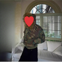 跨境2024新款双面穿座山雕毛领迷彩加绒加厚棉衣棉服男外套潮流棉