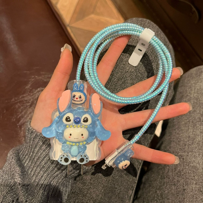 Защитная крышка кабеля Stitch Apple 16 для data кабеля, подходит для iPhone 15 Pro, быстрая зарядка 20 Вт, головка 14, противоразрыв, iPad