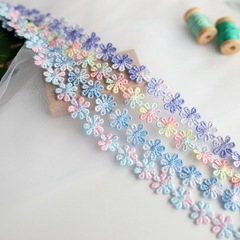 Wide 1.2cm Exquisite Colorful Flower Water-Soluble Embroidery Lace Edge DIY Decorative Children's Clothing Cuff Collar Handmade Baby Clothes