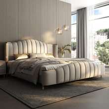 广东佛山轻奢真皮床卧室大床高端储物意式极简软包双人主卧皮艺床