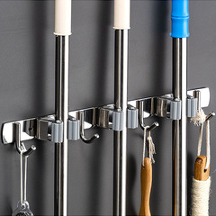 304 stainless steel mop clip, no punching, multifunctional bright hook, bathroom broom storage rack, hanging clothes hook