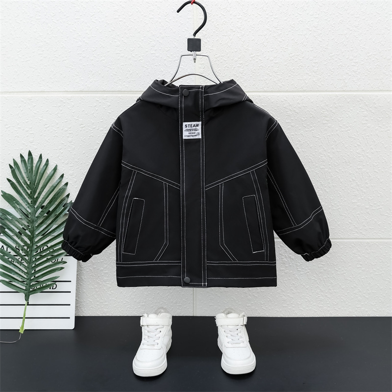 5882 Chaquetas de primavera y otoño para niños 2024 nuevos tops con capucha para niños guapos chaquetas cortavientos de todo fósforo de otoño para niños