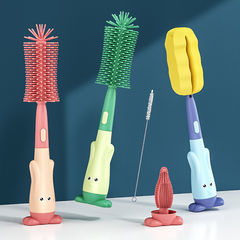 Silicone bottle brush baby pacifier brush straw brush rotating bottle cleaning brush lazy cleaning brush cleaning brush set