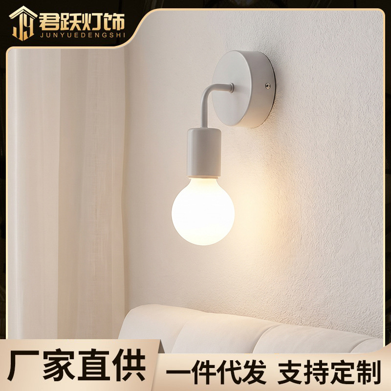 Zhongshan Lighting Fixtures Simple Solid Wood Wall Lamp Modern Minimalist Bedroom Bedside Corridor Hallway Study Room Living Room Lighting Fixtures