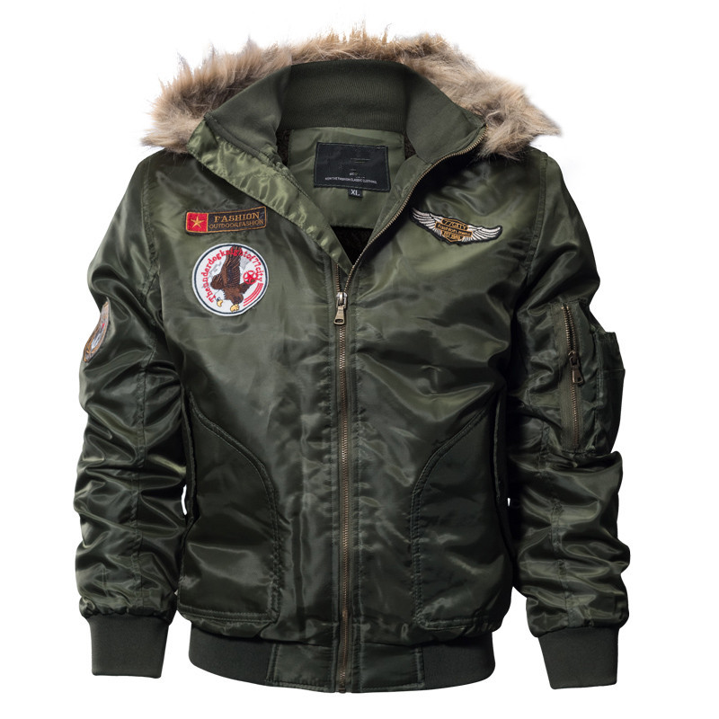 Herrkläder utomhus sportflyg herr enfärgad WISH bomullskläder ny vinter varm jacka ungdom personlighet kappa_voghion.com