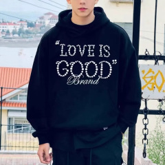 跨境春秋卫衣GOOD高级感钉珠轻奢时尚男女情侣外贸欧美连帽衫外套