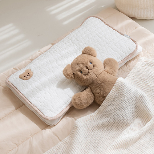 Ins style Korean quilted pillow newborn cute embroidered colorful four seasons pillow cover baby pure cotton breathable flat pillow