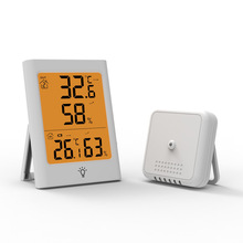 工厂批发无线温度计 电子数显温度计室内室外温湿度计气象钟大屏