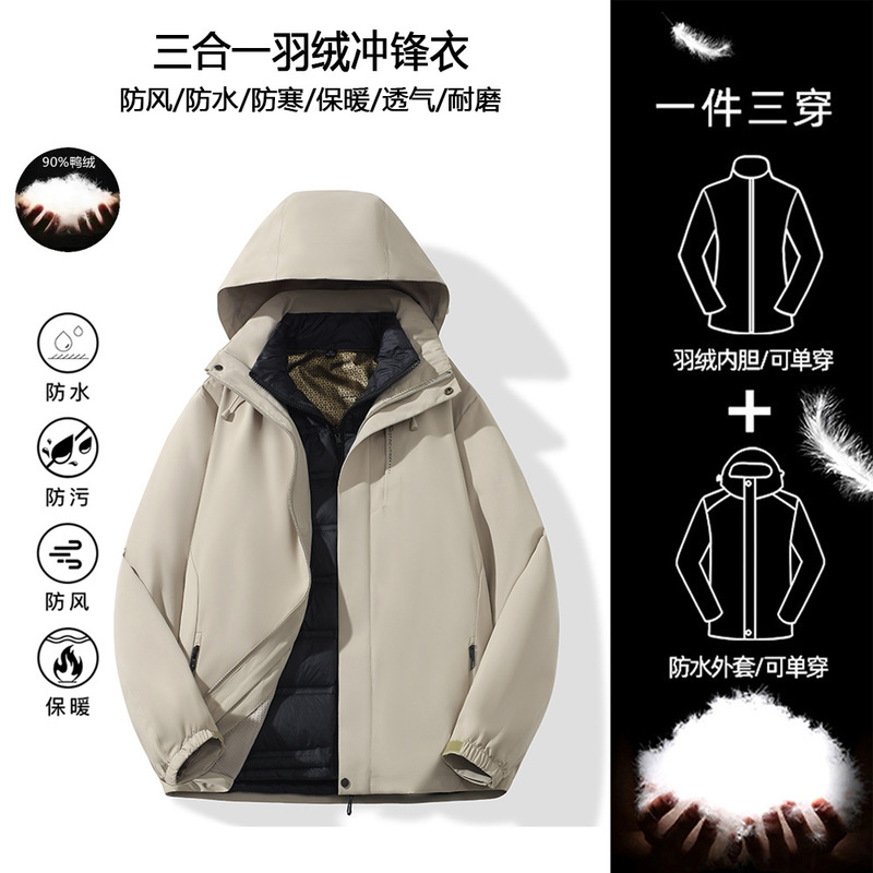 団体購入限定丨ジャケット3in1保温インナー付きアウトドア登山服防風防水ワークジャケットカスタム|undefined