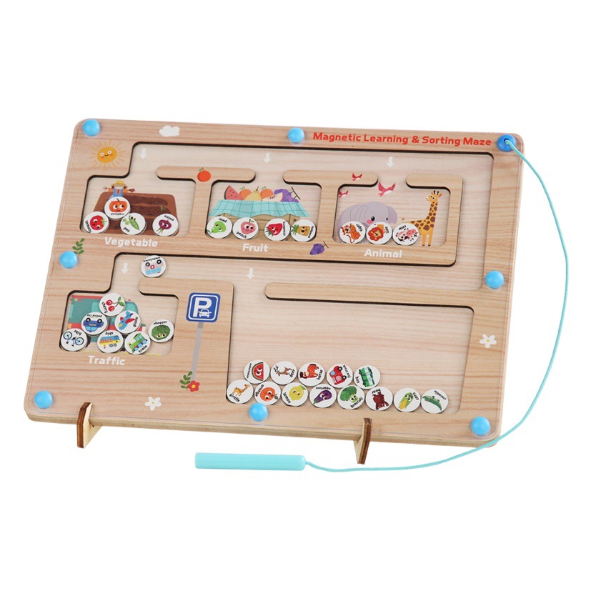 Tablero de clasificación de conocimiento magnético divertido educación temprana kindergarten juguetes educativos cognitivos entre padres e hijos Entrenamiento de control de pluma de madera para niños