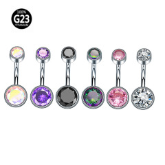 G23 Titanium 5A Zirconium Navel Ring 1.6*8/10mm Piercing Jewelry Wholesale