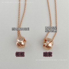 高版小香家小金珠项链cococrush小金豆菱格V金CNC精雕银厚镀18K