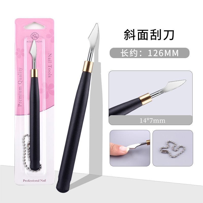 Push de acero para uñas transfronterizo Push de acero de herradura de doble cabeza ruso Push de piel muerta Pincel de manicura para pulir la superficie de la uña