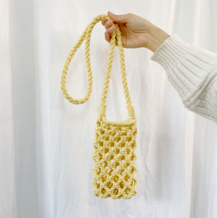 Ins hot-selling style, fashionable and versatile, popular woven shoulder cross-body mobile phone bag, new summer cotton rope cross-body bag