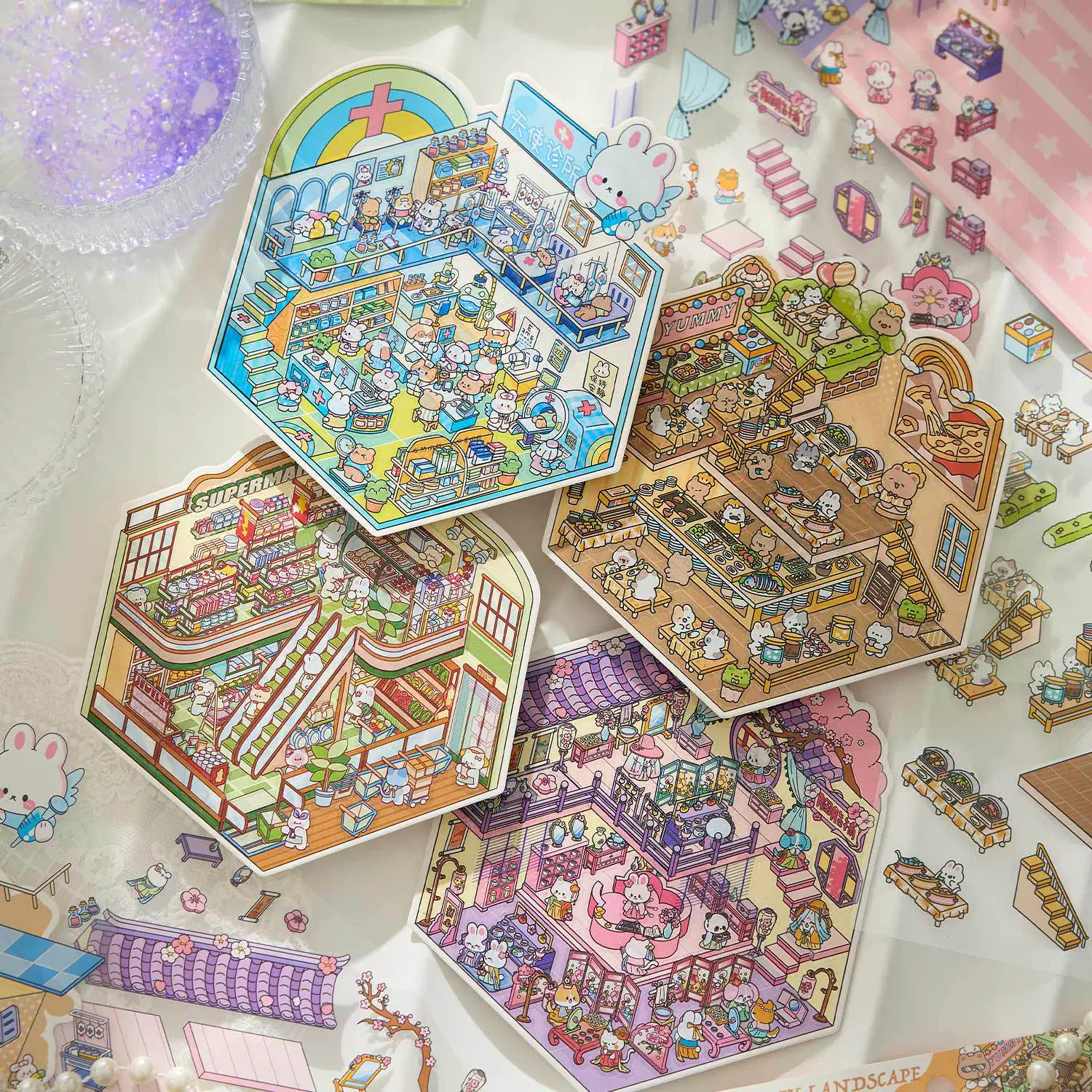 Миниатюрные наклейки для ландшафтного дизайна Zaomu, забавная серия для ландшафтного дизайна, студенческая ручная работа, забавные стерео наклейки для ландшафтного дизайна, набор наклеек