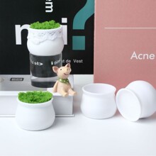 手工塑料花盆简约圆形盆景防摔迷你花盆毛线钩织扭扭棒仿真小花盆