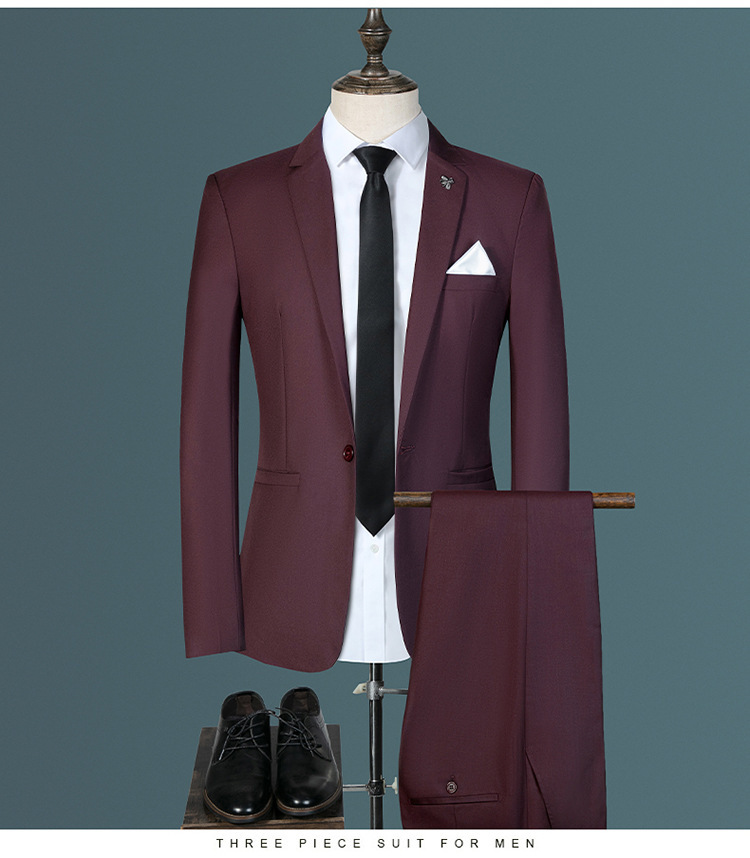 Three-piece Men's Slim Fit Suit Blazer Vest And Pants Set_voghion.com