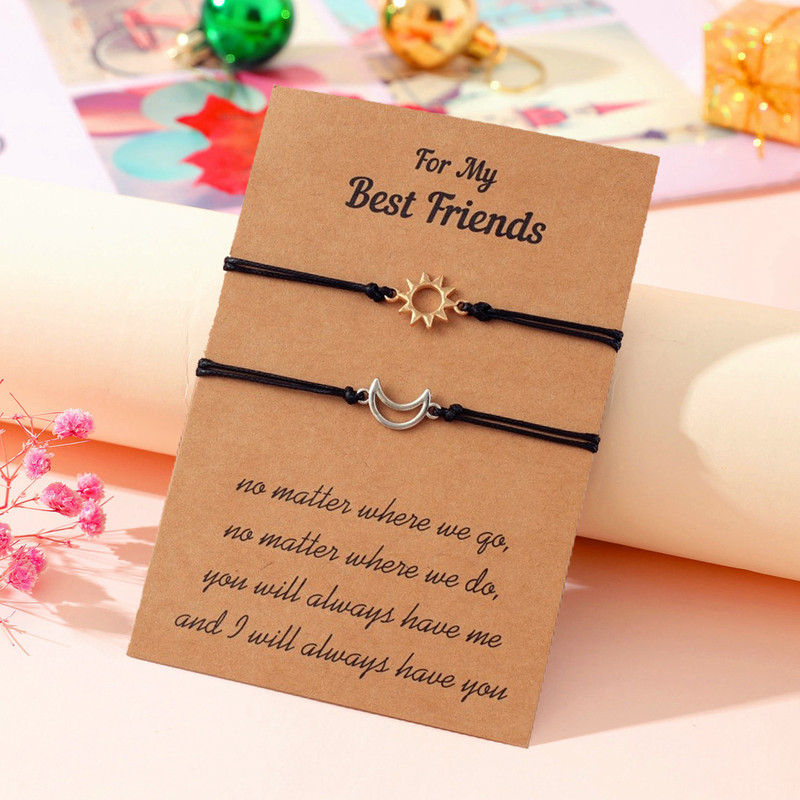 Cross-border Sun Moon Bracelet European and American Creative Good Friends Good Sisters Couple Sun Moon Hand-woven Hand Rope Women