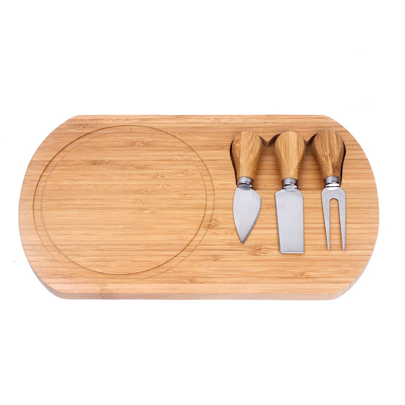 Tabla de cortar de bambú con cuchillo y tenedor queso Queso tabla hogar restaurante pizza filete tablero fruta snack plato