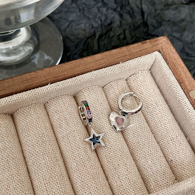 Opal único asimétrico estrella encantadora pendientes hembra 2023 moda luz lujo nicho diseño pendientes de alto grado