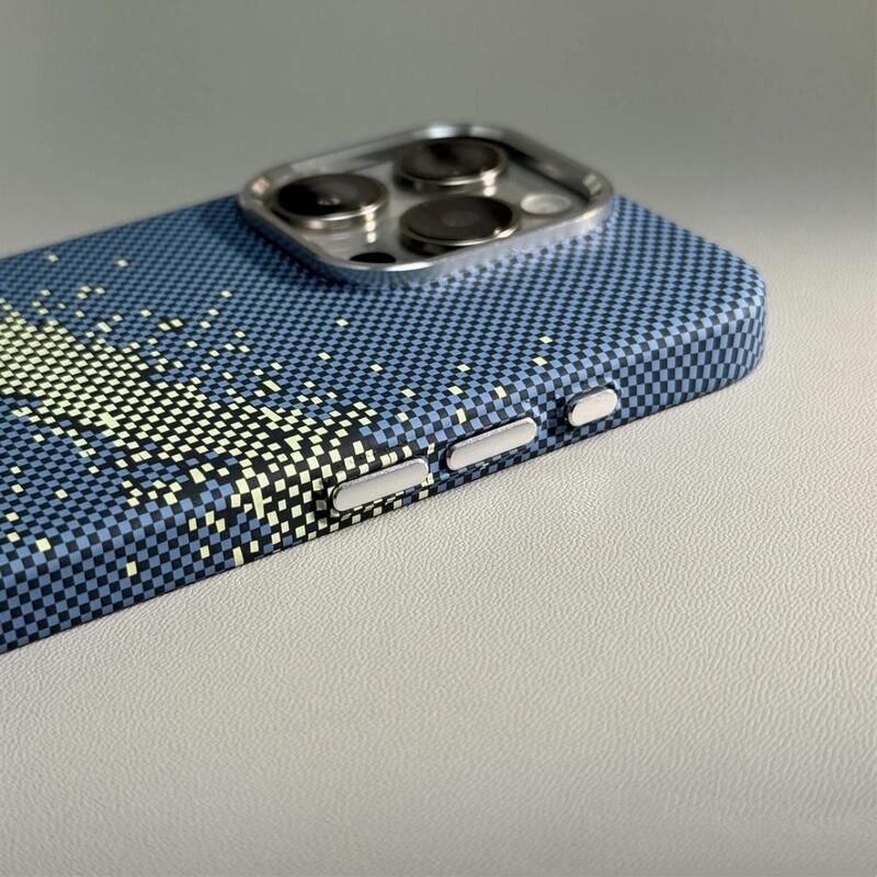 ケブラー炭素はiphone16 promax携帯電話のフロストリンゴ15の転倒防止繊維の紋様の磁気保護カバーを適用します。|undefined