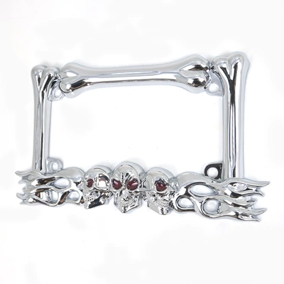 Plastic Skull Head Motorcycle License License plate holder/license plate holder - silver