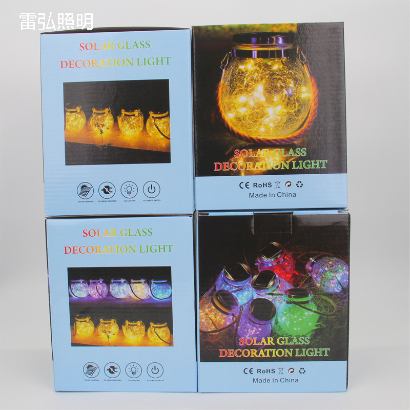 Lámpara solar para exterior/jardín, con efecto de grieta/botella/colgante/deseos, decoración creativa, lámpara de botella Mason navideña