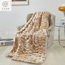 北欧跨境扎染氨纶小兔毛保暖休闲沙发毯午睡盖毯空调毯子厂家批发