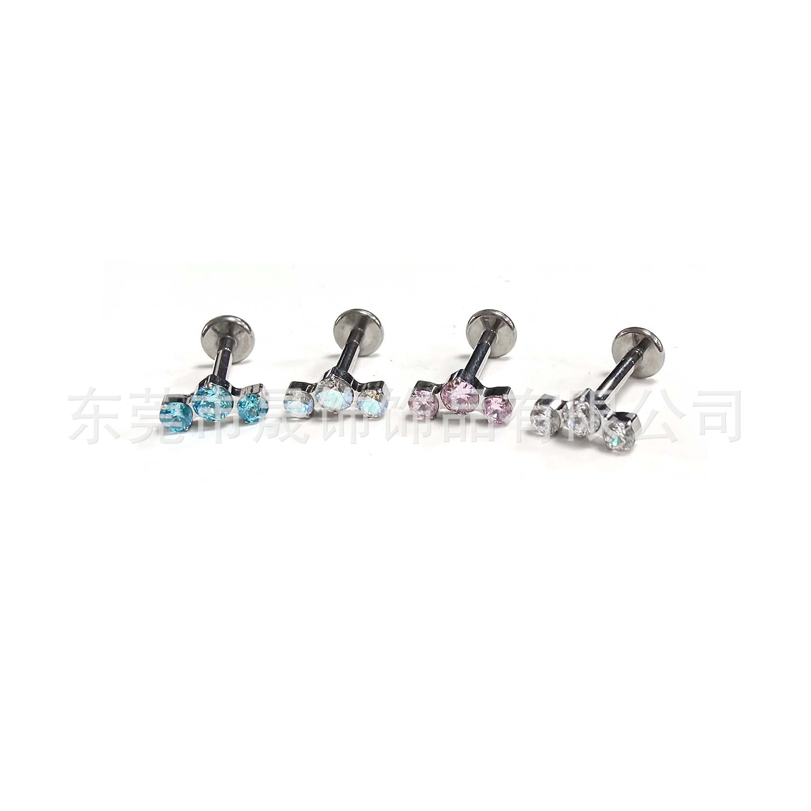 F-136 Titanium Alloy 三连 Diamond Ear Stud Studded 5A Cubic Zirconia Helix Cartilage Stud G23 Implant Grade Titanium Labret Stud 人体 Piercing Jewelry