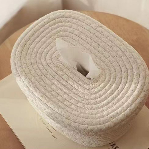 Japanese-style cotton rope woven tissue box creative desk sky cover storage box woven napkin tissue storage box