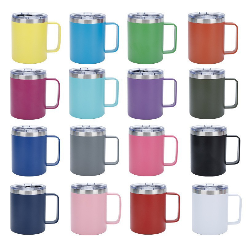 跨境直供不锈钢马克杯带手柄咖啡杯简约双层商务办公保温水杯批发