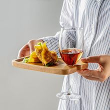 木质早餐托盘带酒杯支架相思木熟食早餐盘家用宝宝辅食板