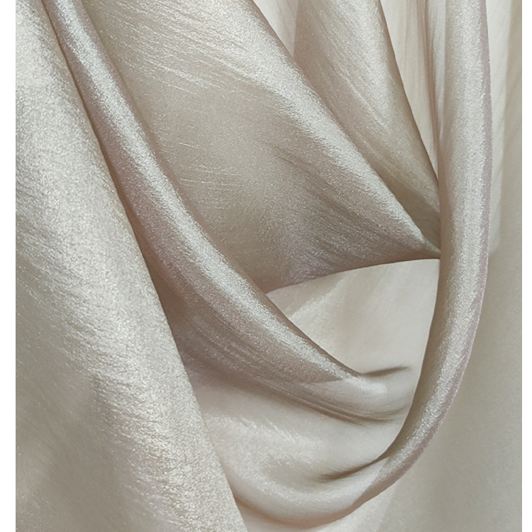 涤纶欧根纱香云皱 褶皱柔软汉服古装闪光薄透雪纺连衣裙面料