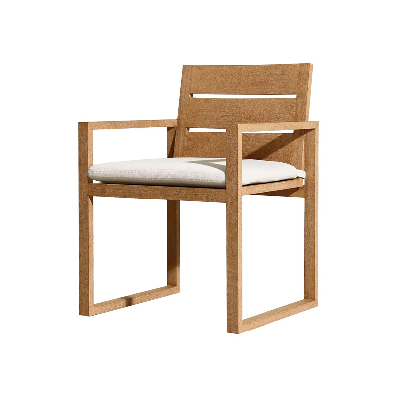 Mesa y silla de comedor de teca nórdica muebles patio villa ocio balcón restaurante a prueba de lluvia y protección solar combinación de mesa y silla de madera sólida