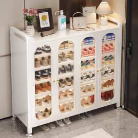 玄关入户带门收纳柜子现代简约大容量储物柜简易鞋柜家用钢制鞋架