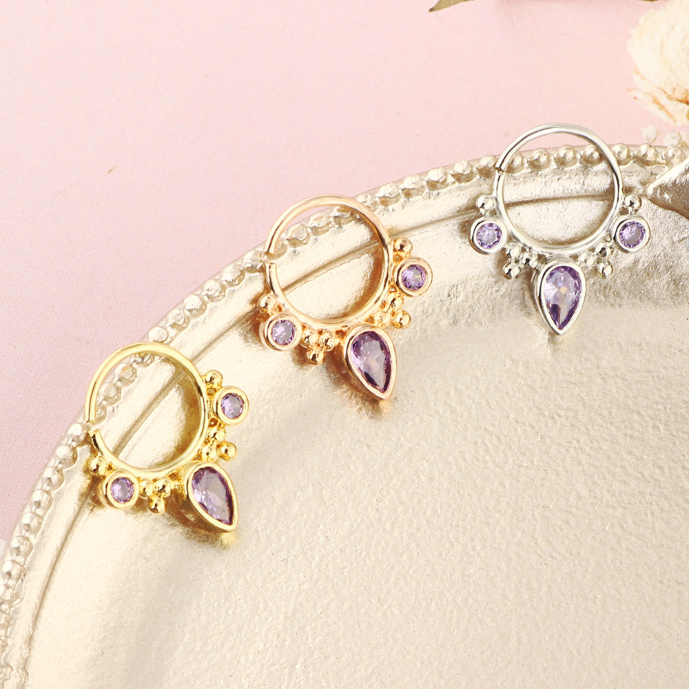 Fashion Water Droplets Copper Inlay Zircon Nose Ring 1 Piece