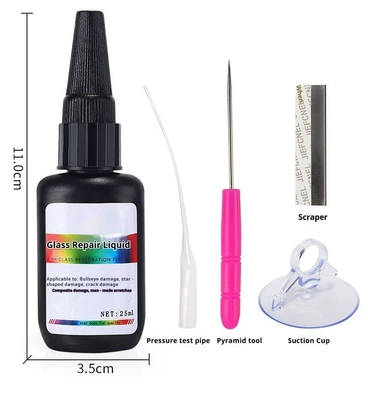 Cross-Border Supply of Automotive Glass Repair Fluid for Front Windshield Scratch Repair, Windshield Crack Repair, Crackless Adhesive (Auto glass repair liquid) - repair-fluid-send-tools