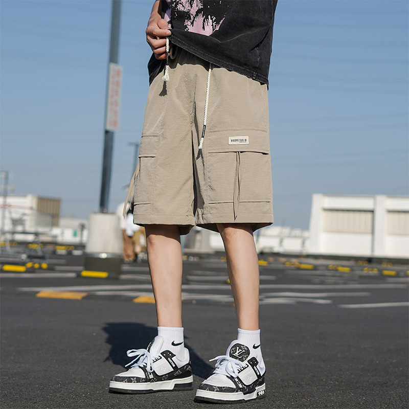 Pantalones cortos de trabajo de verano para hombres, pantalones de secado rápido de hielo, pantalones de tendencia, pantalones largos y casuales.