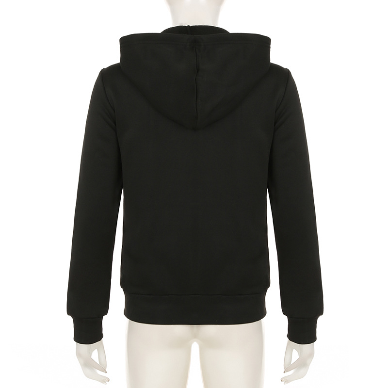 Culture Chain Bone Print Loose Hooded Sweatshirt Sexy Street Niche Casual Zipper Thin Coat