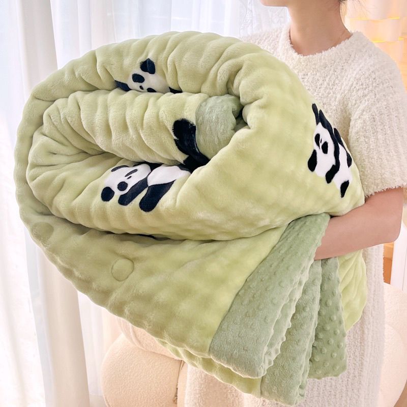 Winter Rabbit Soft Plush Bean Filled Thickened Rabbit Fur Milk Fleece Warm Blanket Machine Washable Dual-Side Fleece Thick Blanket Core