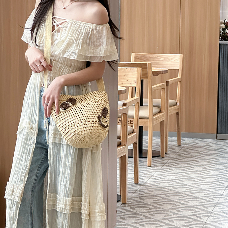 Bolsa de tejido de mujer nueva bolsa de hombro de gran capacidad bolsa de vacaciones de playa bolsa de paja bolsa de mujer mochila al por mayor