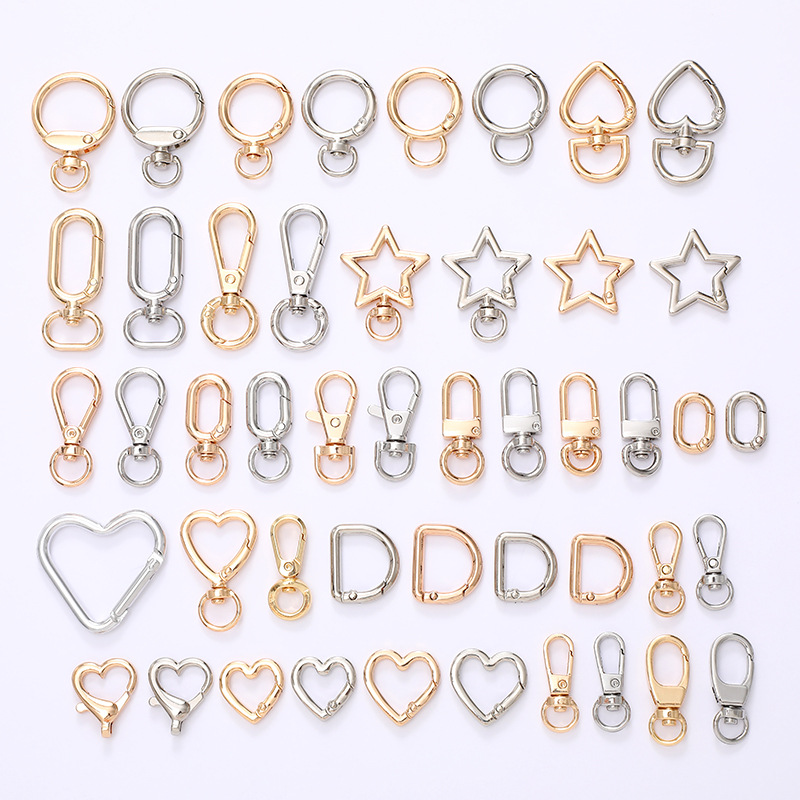 弋恋新款百搭锌合金五角星扣钥匙扣配件简约环形扣桃心龙虾扣饰品
