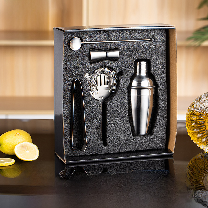 不锈钢调酒器五件套礼盒装不锈钢雪克杯调酒工具调酒器全套