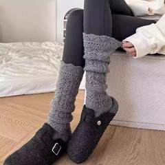 蕾丝袜套女春秋堆堆袜白色小腿袜搭配靴子显瘦腿套芭蕾风袜子长袜