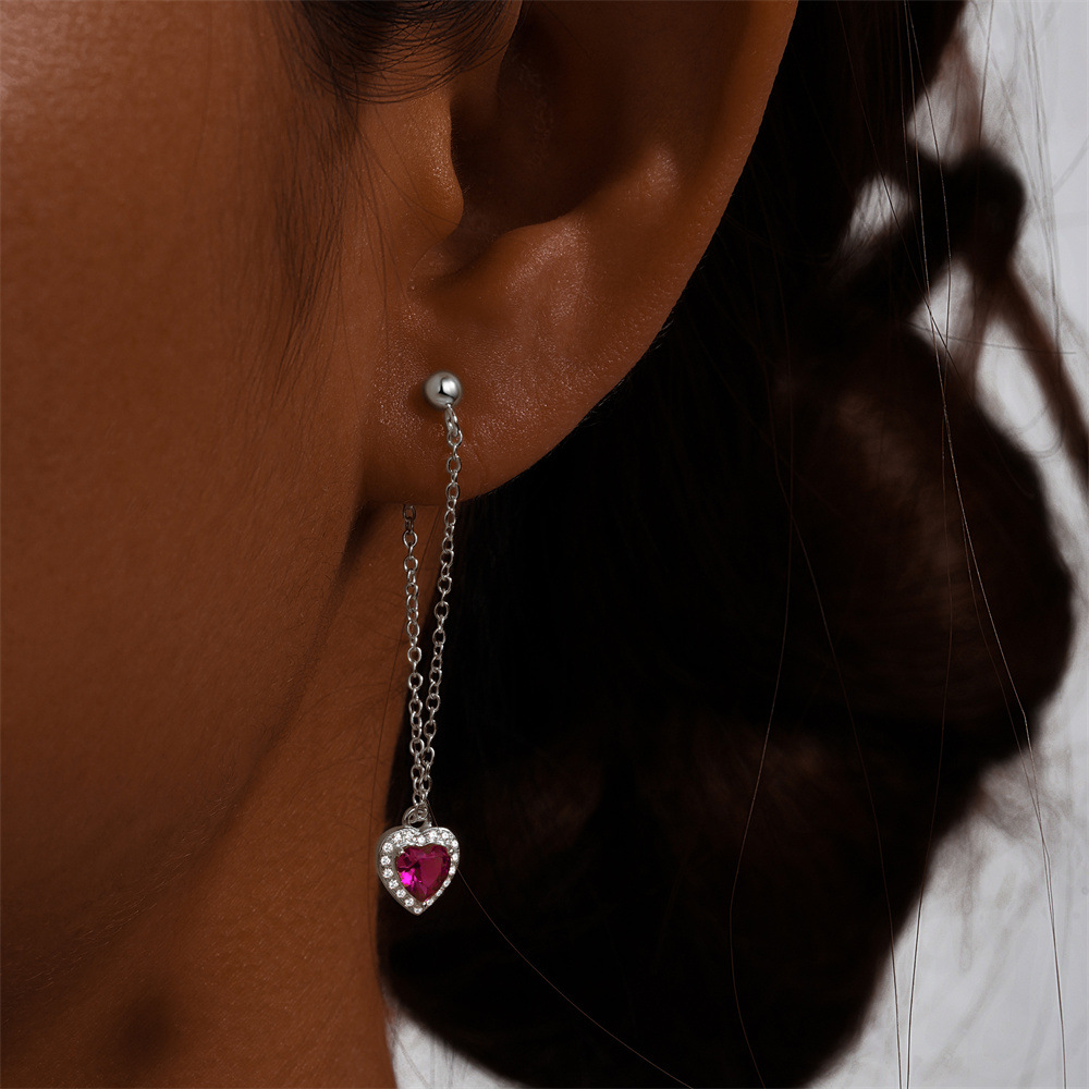 925 Sterling Silver Ear Needle Material 1 Pair 925 Sterling Silver Heart Shape Drop Earrings