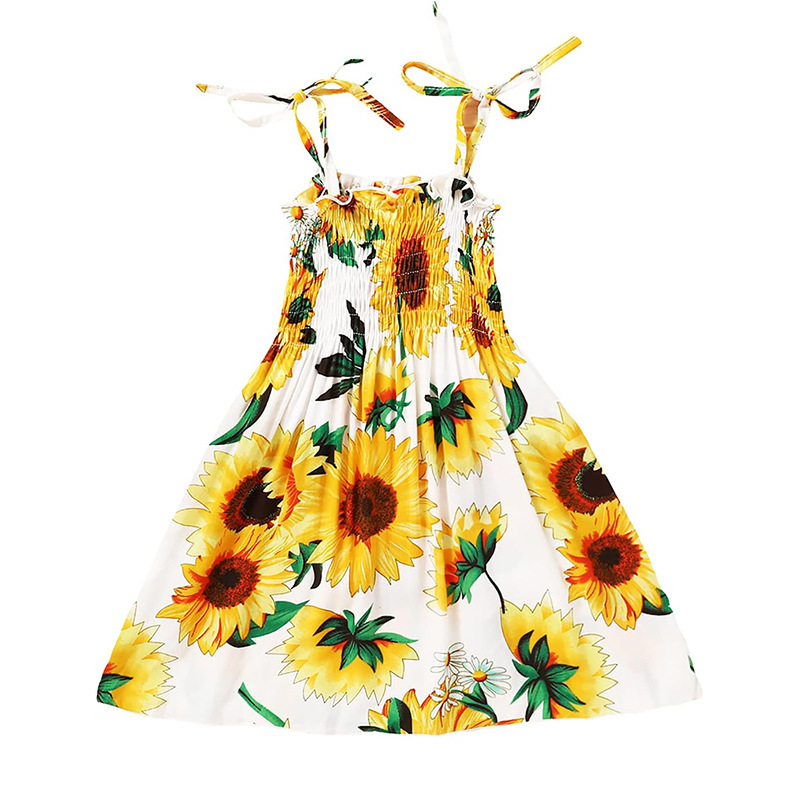 Cute Flower Printing Cotton Blend Girls Dresses display picture 1