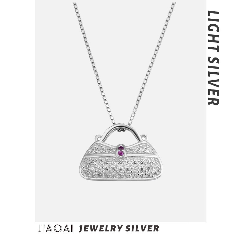 S925 plata incrustada con diamantes de zirconio personalidad creativa pequeña bolsa de viento perfumada colgante de moda coreana accesorios de collar temperamento