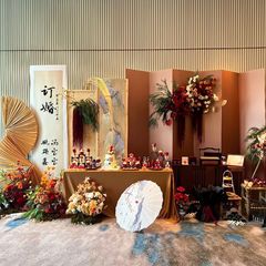 新しい中国風の婚約アレンジメント装飾装飾品フルセットシンプルでエレガントな帰郷宴会感謝宴会シーン kt ボード背景壁
