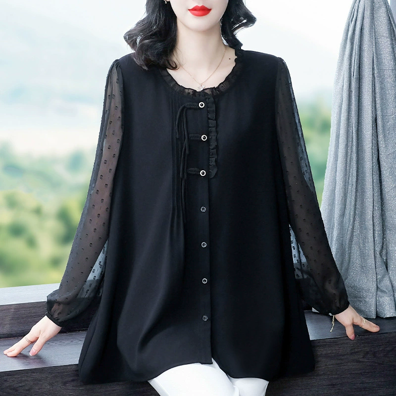 Весенний шифоновый shirt, plus size, цветочный принт, облегающий, интернет-знаменитость, свободный крой